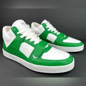 CELINE CT-02 MID SNEAKER OPTIC WHITE / GREEN MEN SNEAKERS EU 44 - US 11